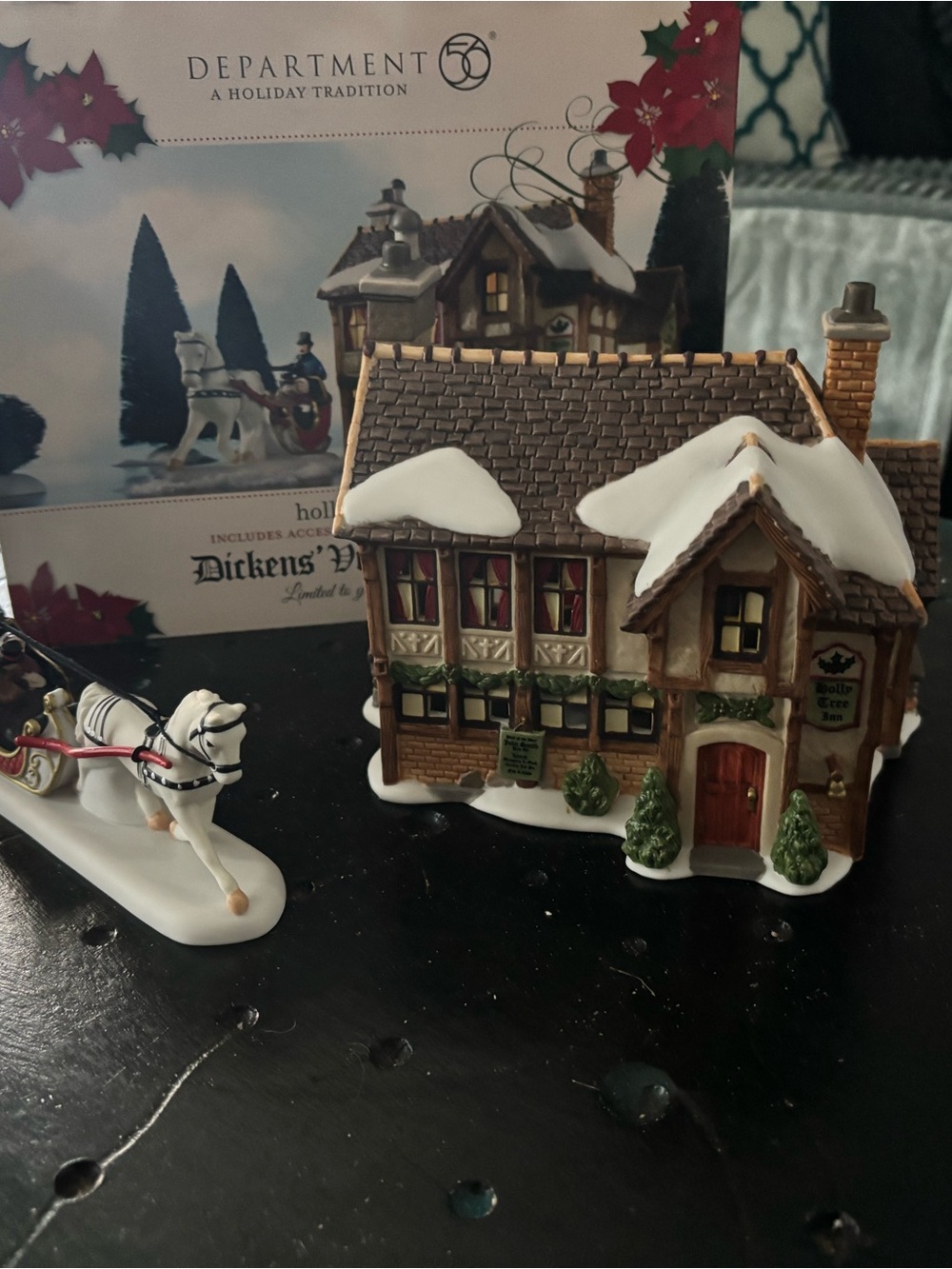 Department 56 Holly Tree In & Horse Sleigh Accessory